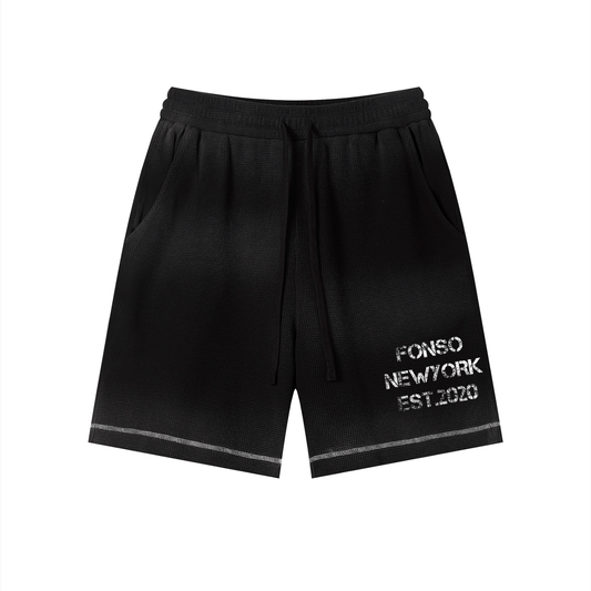 Unisex Sunfade Waffle Raw Hem Shorts